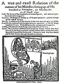 Cover of a Parliamentarian tract on the raising of the King's Standard at Nottingham in 1642.