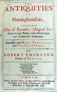 Title page of the 1677 edition of 'The Antiquities of Nottinghamshire'