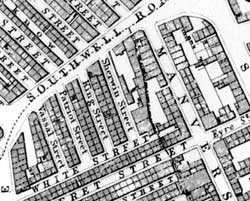 Extract from Salmon's map of Nottingham, 1861.