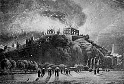 Nottingham Castle was set on fire by rioters on 10 October 1832.