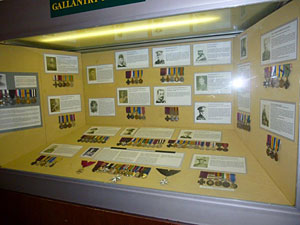Display of medals won by men of the Sherwood Foresters at Nottingham Castle Museum 