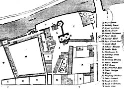 Map of the Newark Castle site in the 18th century.