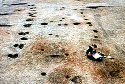 Post-pit building from the Anglo-Saxon period at Glebe Farm, Brough (Photograph by R. Holt, published in D Knight and A J Howard, Trent Valley Landscapes, Heritage Marketing & Publications, 2005).