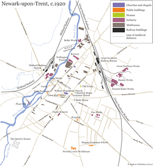 Map of Newark, c.1920