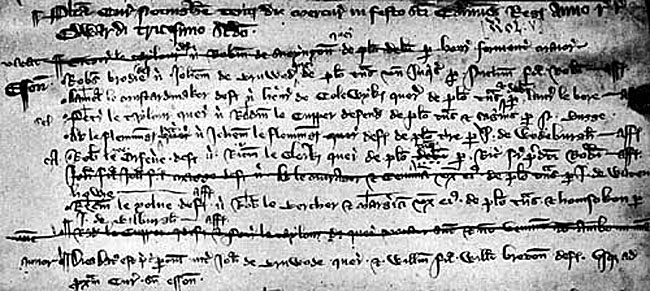 Extract from the borough court roll for 1303-4.