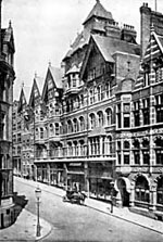 King Street, with its distinctive buildings by Watson Fothergill, was created in the 1880s after clearing the infamous slums in the Rookeries