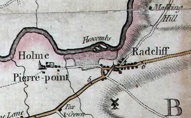 Extract from John Chapman's map of Nottinghamshire published in 1776.