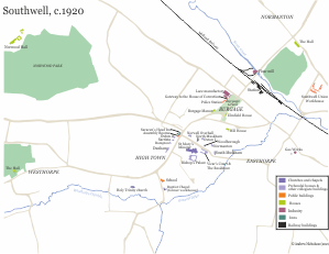 Map of Southwell c.1920 (click on the image above to view larger version of the map).