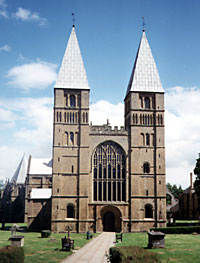 The distinctive west front of Southwell Minster (photo: a Nicholson, 1985).