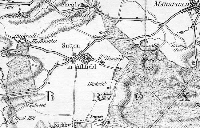 Extract from Chapman's map of Nottinghamshire (1774).
