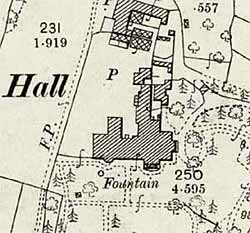 Upton Hall on the Ordnance Survey 25" to the mile map of 1899. 