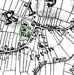 Upton Hall depcited on Sanderson's map of 1835