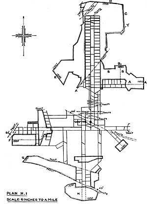 Plan of underground workings at Harworth Colliery.