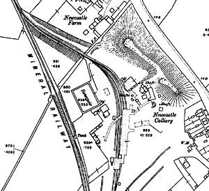 Newcastle Colliery, Whitemoor as depicted on the 25" to 1 mile Ordnance Survey of 1913.