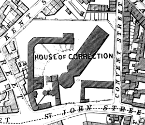 The House of Correction in Nottingham as shown on Salmon's map of 1861.