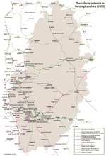 Map of the railway network in Nottinghamshire in 1922