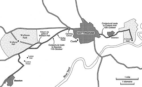 Route of Reform Bill rioters, 10-11 March 1831.