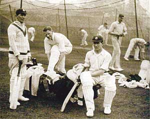 Payton, Walker and Larwood at Nottinghamshire Cricket Club in 1929 (photo courtesy of Bassetlaw Museum).