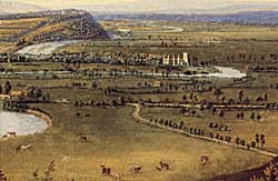 Extract of a view of Nottingham showing the River Trent winding through the meadows and alongside Wilford church. (Jan Siberechts, c.1700)