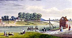 Wilford Ferry in the mid-19th century by J Birkin. (© Nottingham City Museums and Galleries; Nottingham Castle).